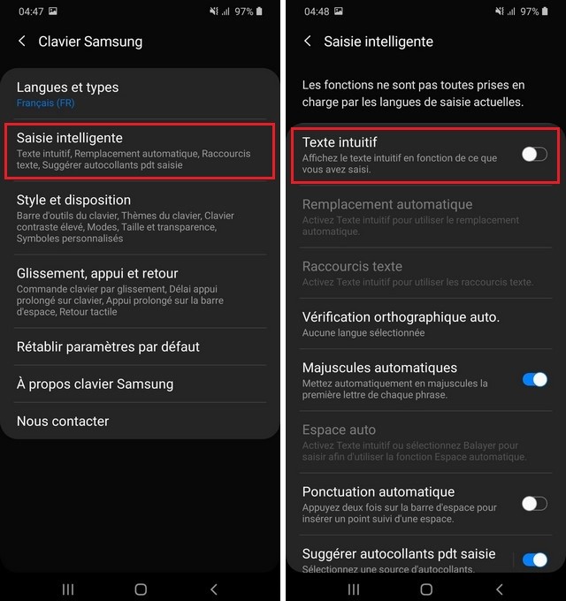 Desactivar el texto intuitivo en Samsung A12