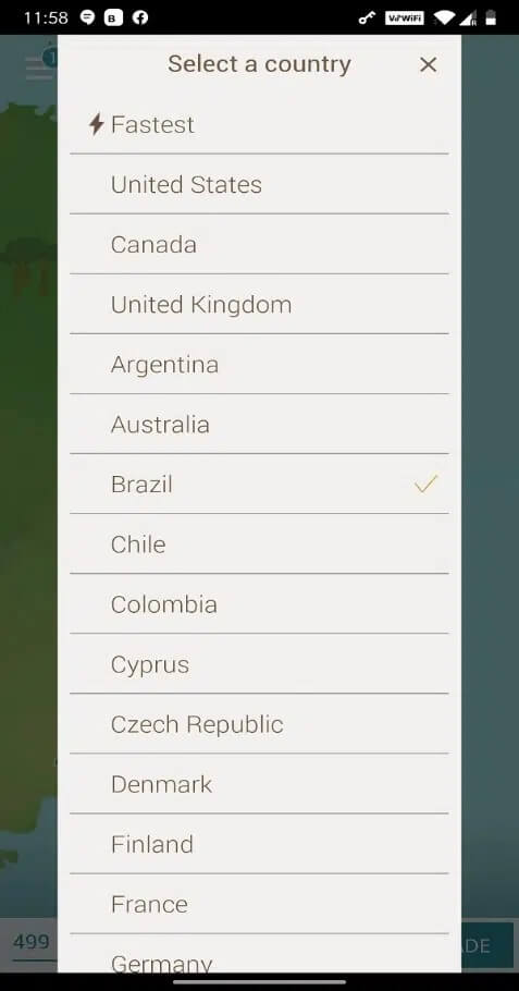 Seleccione cualquier país en la parte inferior de la pantalla: cómo acceder a sitios bloqueados en Android