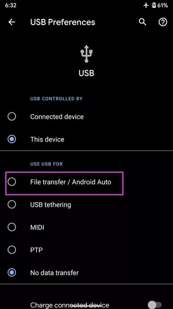 seleccione la transferencia de archivos 7c4a12eb7455b3a1ce1ef1cadcf29289 - Las 7 formas principales de reparar el teléfono Android que no se conecta a la PC