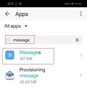 busque la aplicación de mensajes en la configuración de todas las aplicaciones y tóquela en Honor Play 293x300 1 - Corregir la aplicación de mensajería que no funciona en Android