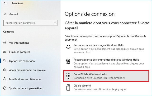 Código PIN de Windows Hola