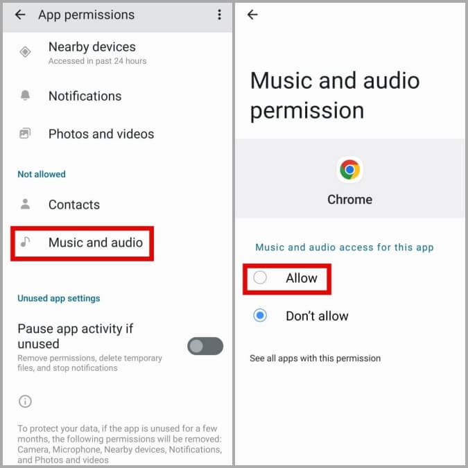 Habilite el permiso de sonido para Chrome en Android Las 7 mejores formas de corregir la falta de sonido en Google Chrome para Android
