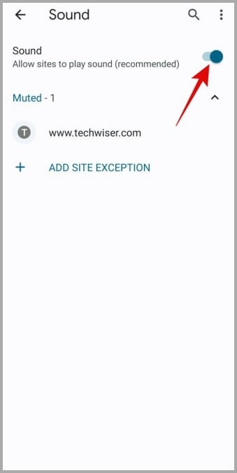 Habilite el permiso de sonido para sitios web en Chrome para Android Las 7 mejores formas de arreglar la falta de sonido en Google Chrome para Android