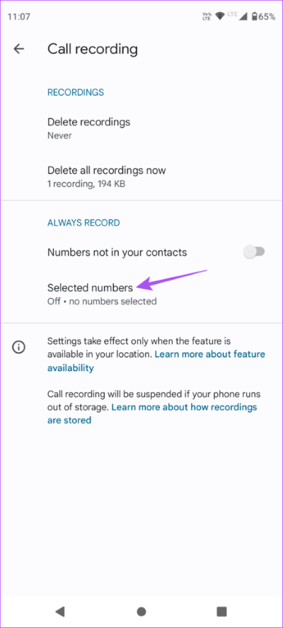 números seleccionados grabación de llamadas android 462x1024 1 - Cómo grabar y eliminar grabaciones de llamadas en Android